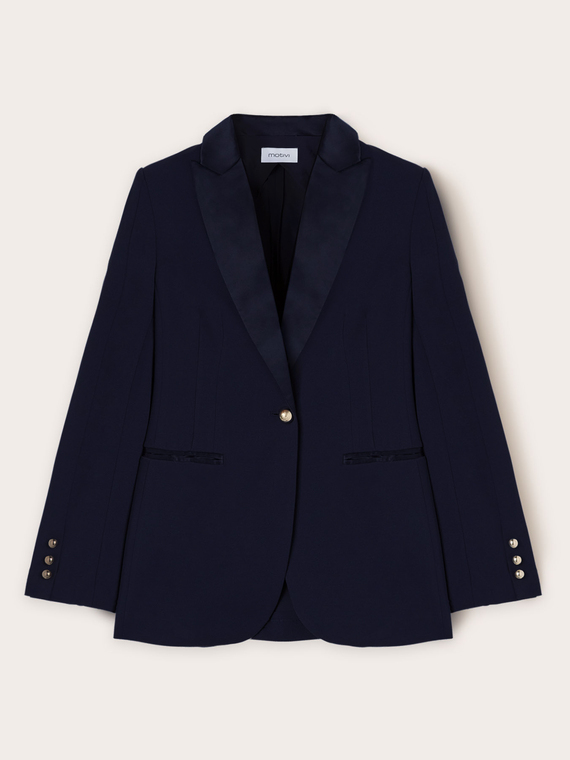 Single-breasted jacket with satin inserts