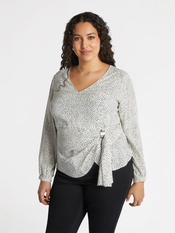 Bedruckte Bluse mit Falten an der Seite