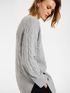 Asymmetrical cable knit wool sweater image number 4