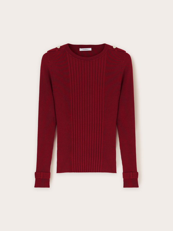 Ribbed jumper with epaulettes