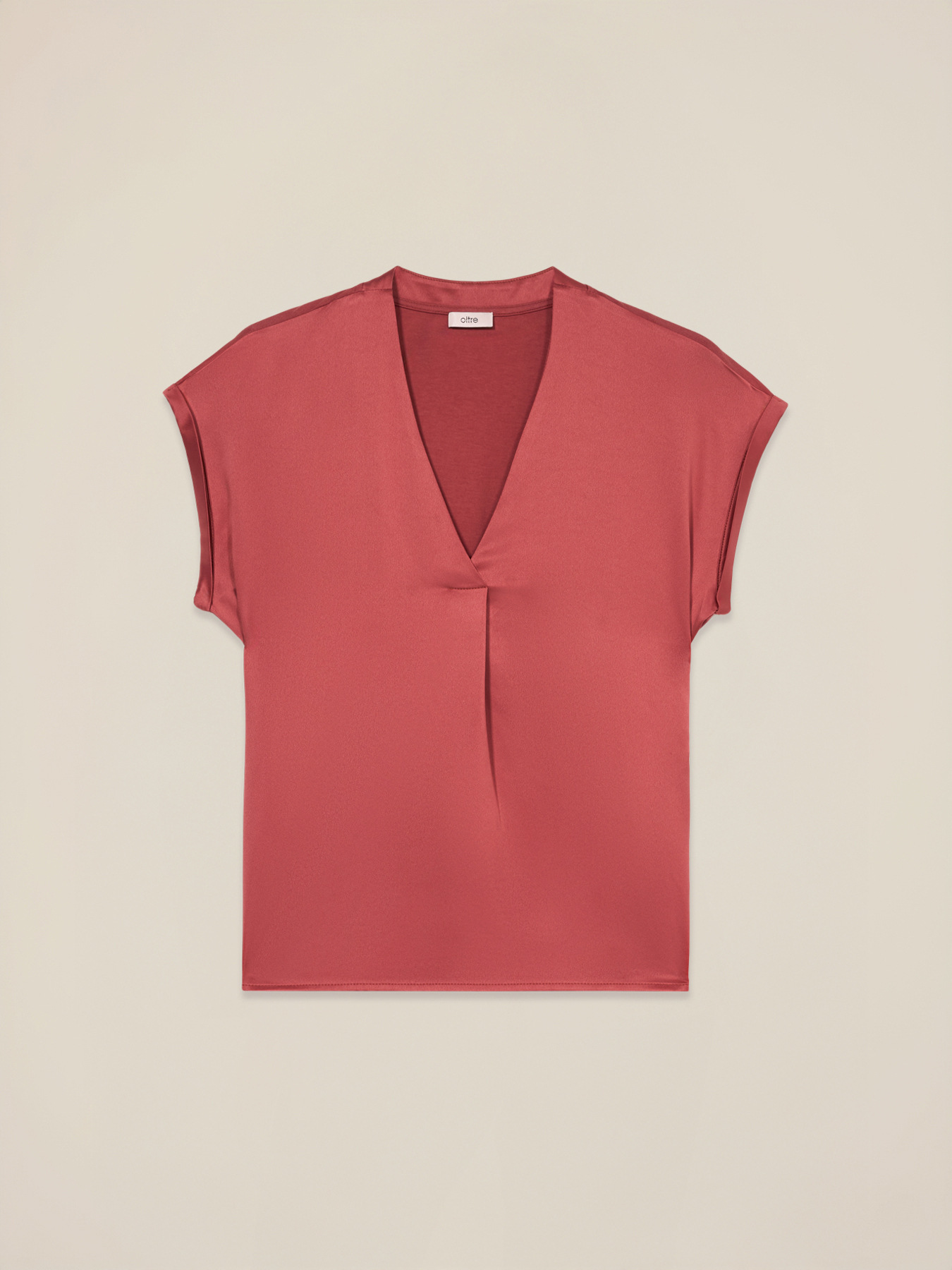 T-shirt bimaterica con scollo a V image number 3