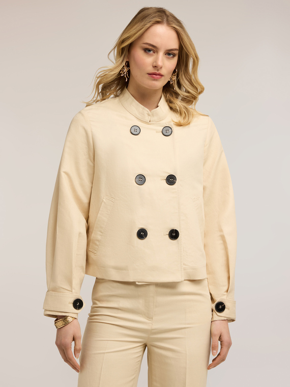 Double-breasted linen blend jacket