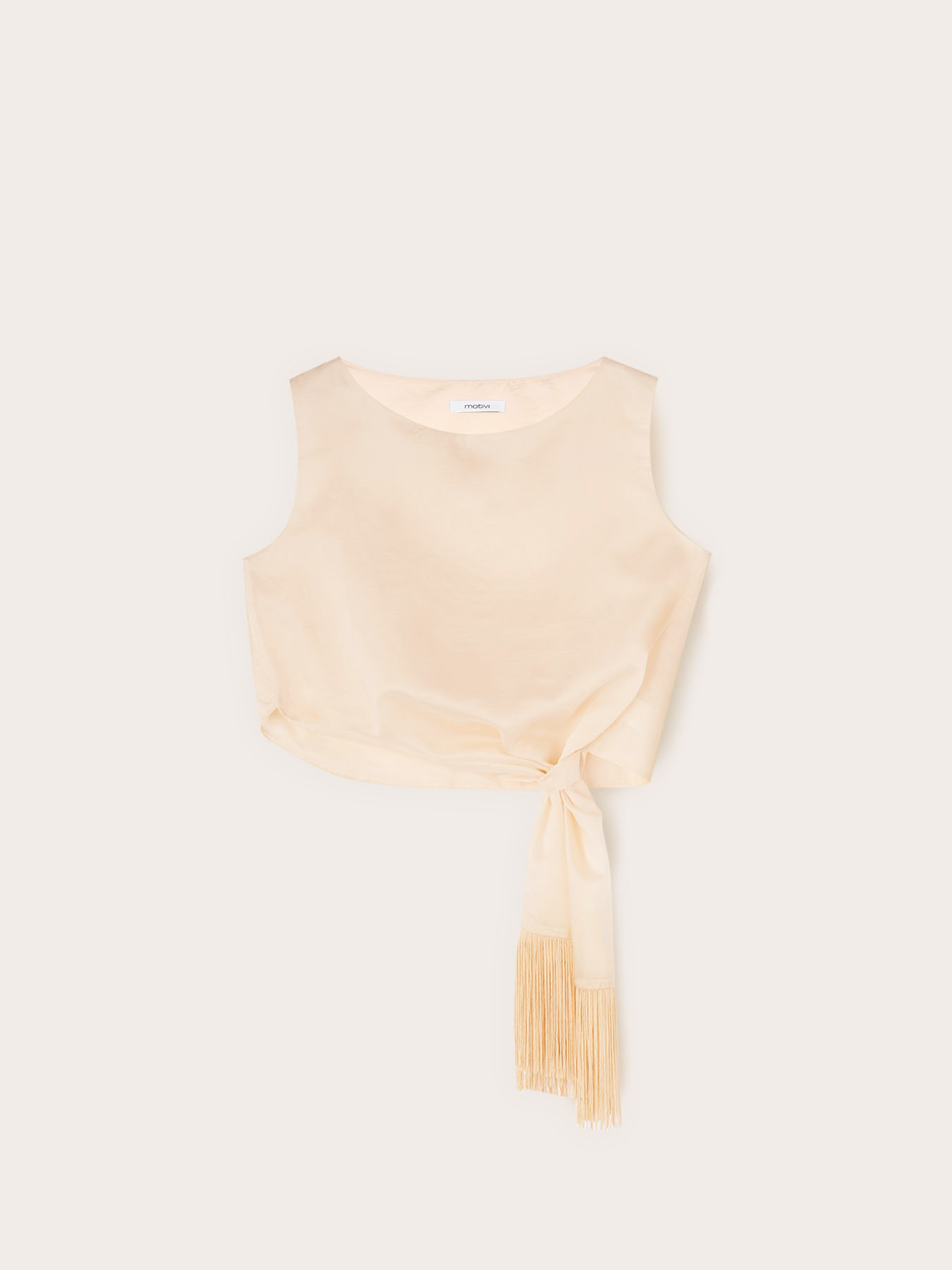Voile top with knot and fringes image number 4