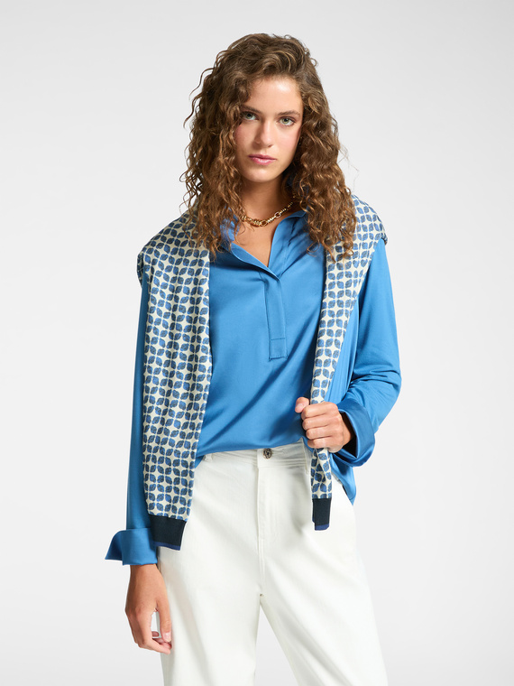 Two-fabric polo T-shirt
