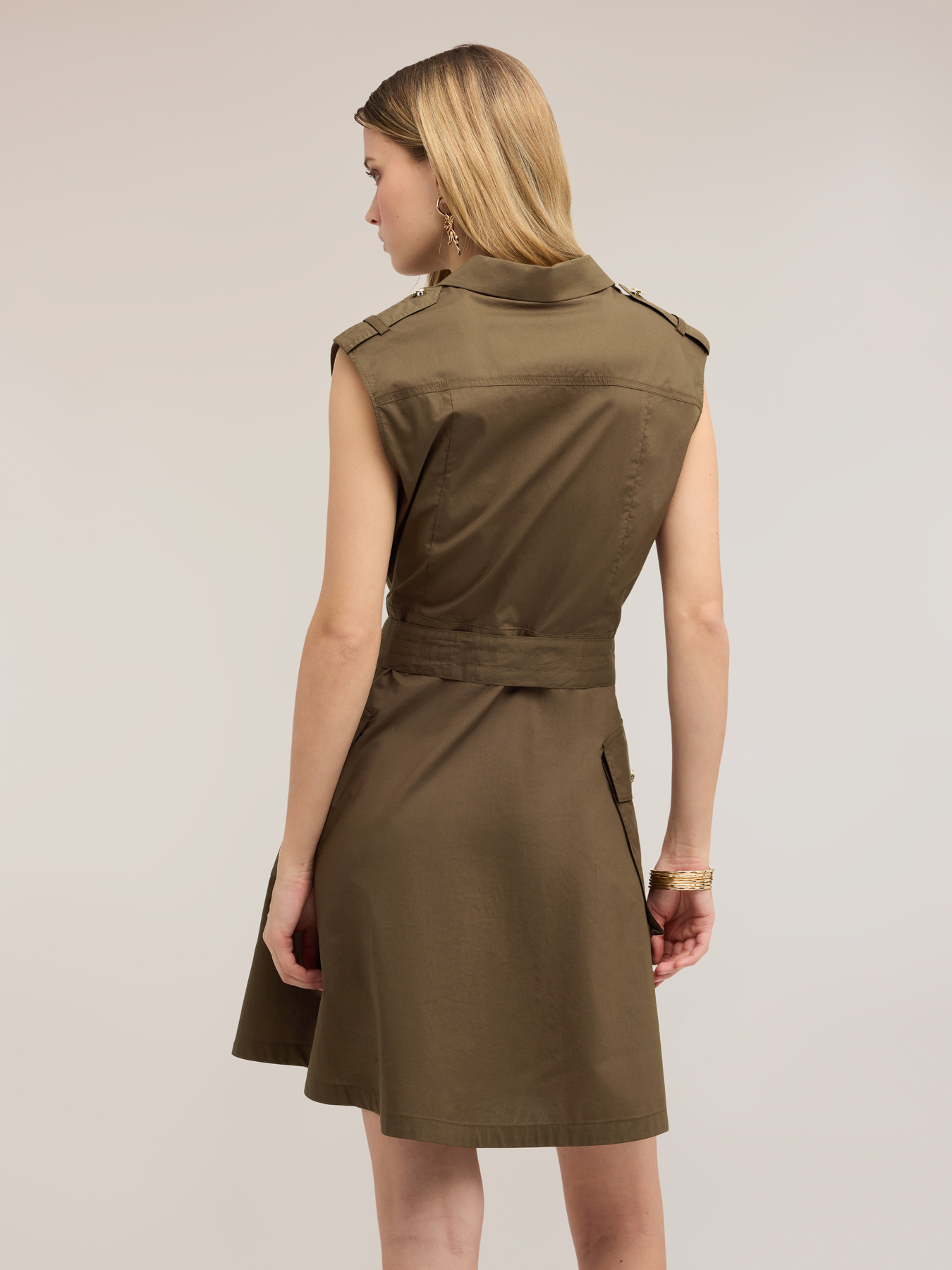 Vestito chemisier in popeline con cintura image number 1