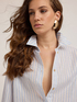Gestreifte Lurex-Hemdbluse mit lockerer Passform image number 3