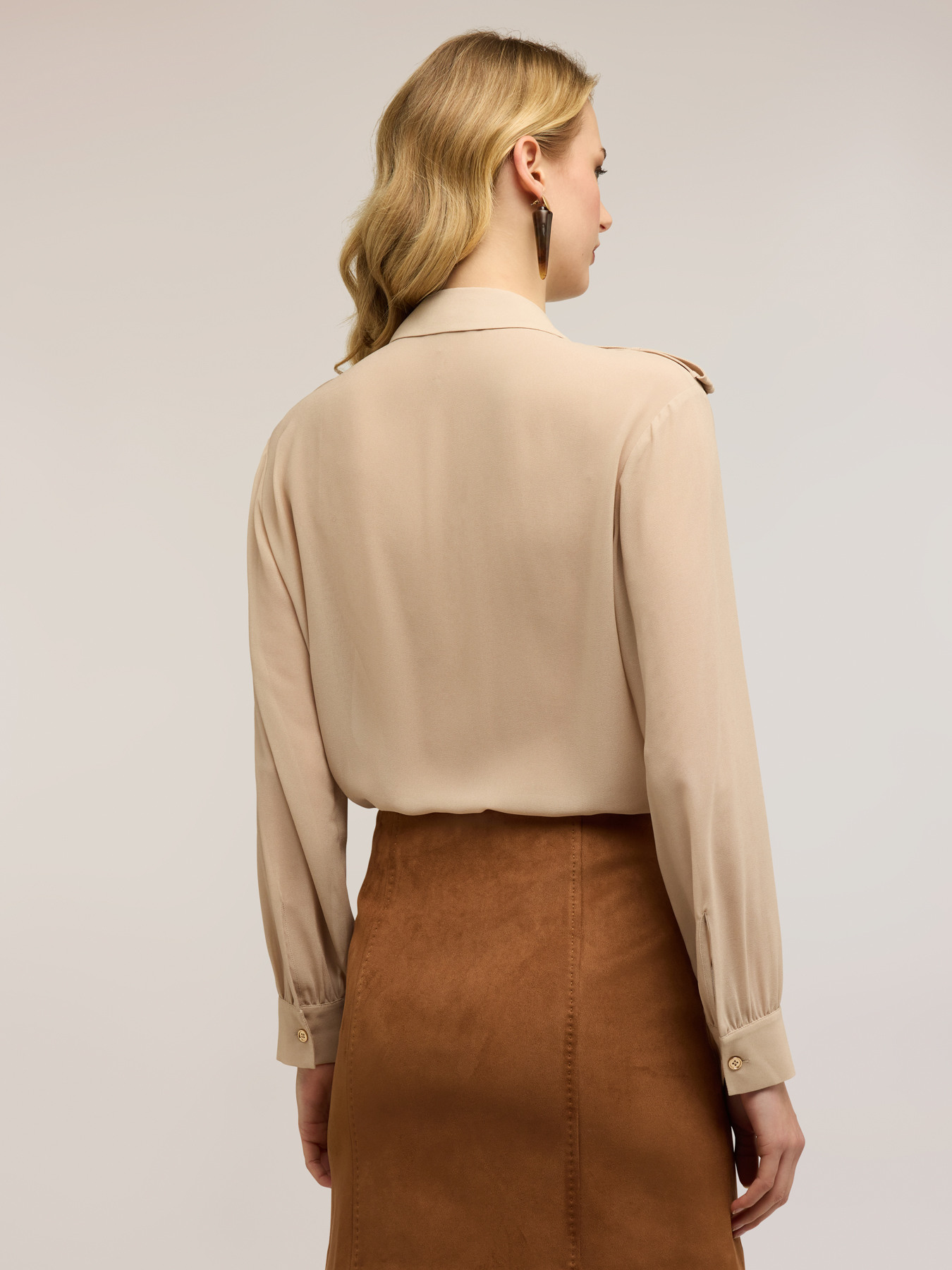 Georgette shirt with military details image number 1