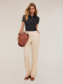 Pantaloni wide con impunture a contrasto image number 0