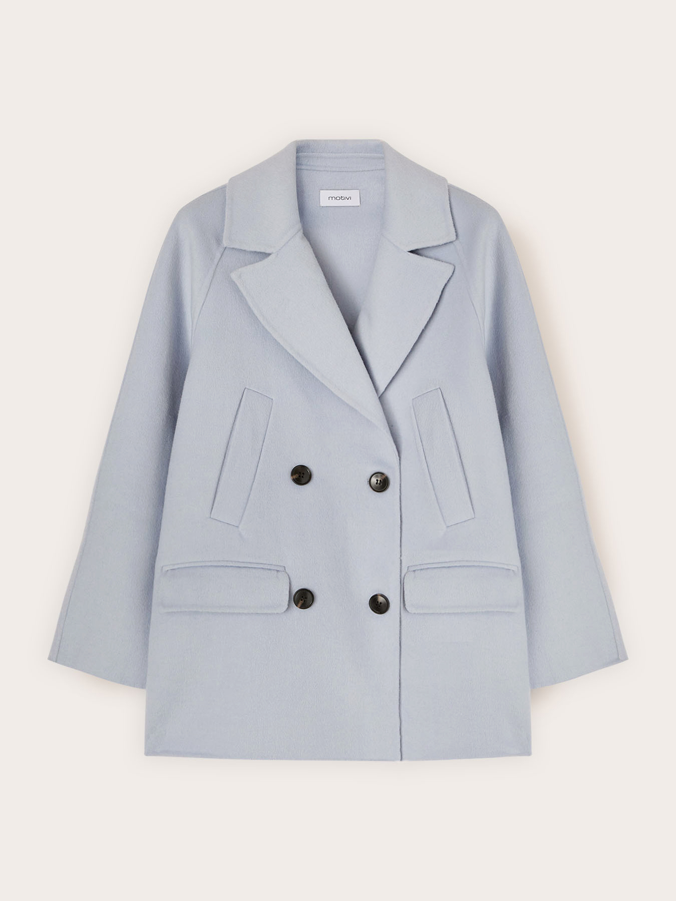 Double-breasted coat in double wool blend image number 4