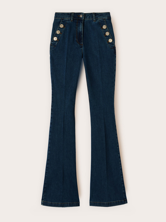 Flare jeans with jewel buttons