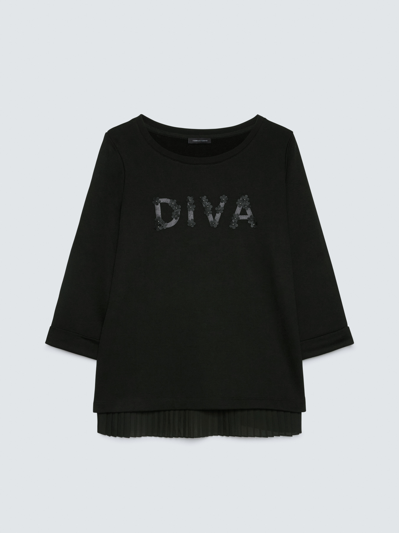 Sweatshirt with coated fabric lettering and pleated hem image number 4