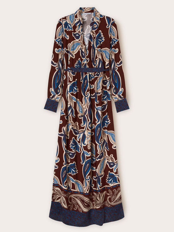 Robe longue en viscose à imprimé foulard