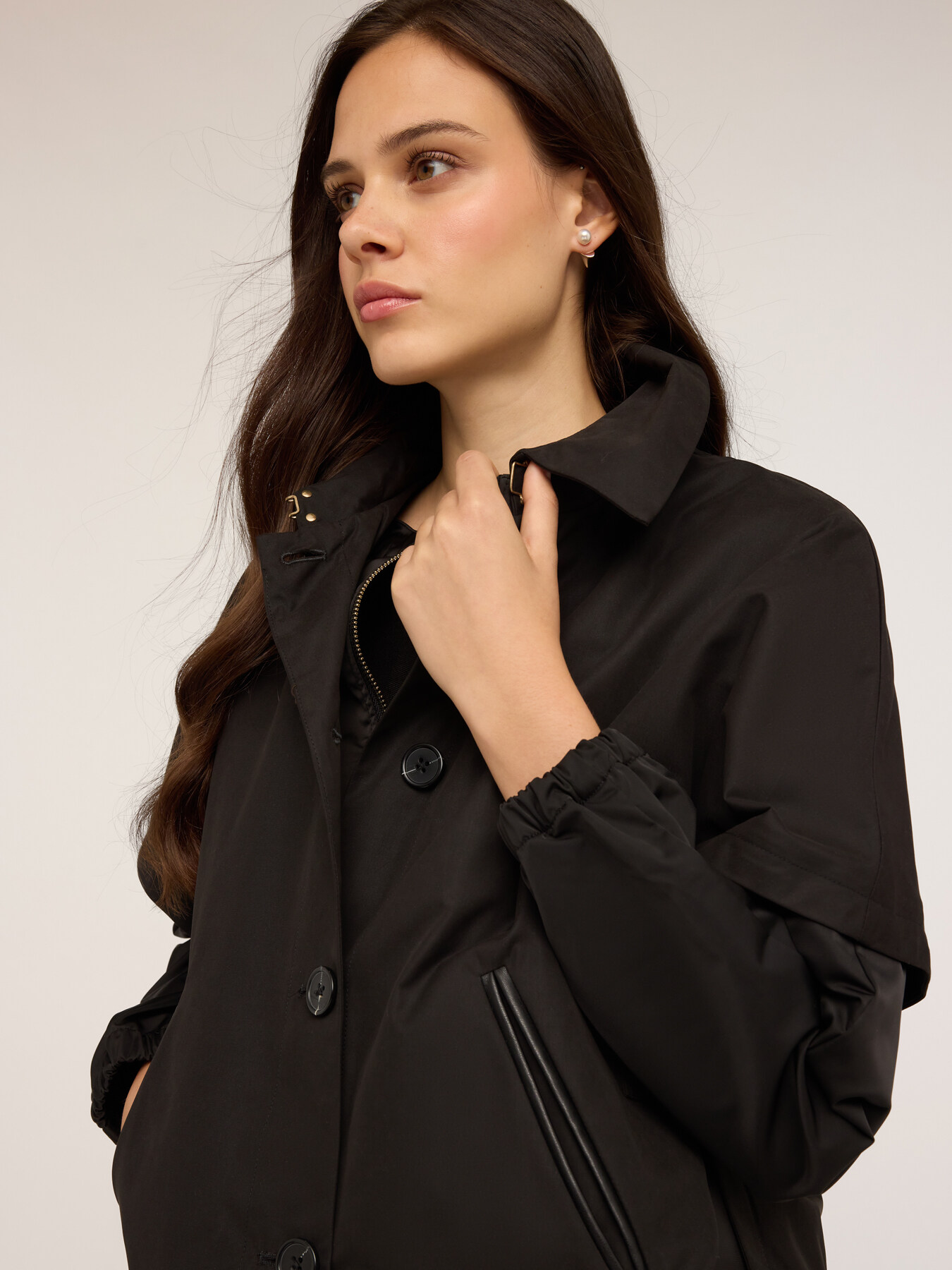 Bomber in raso con cappa staccabile image number 3