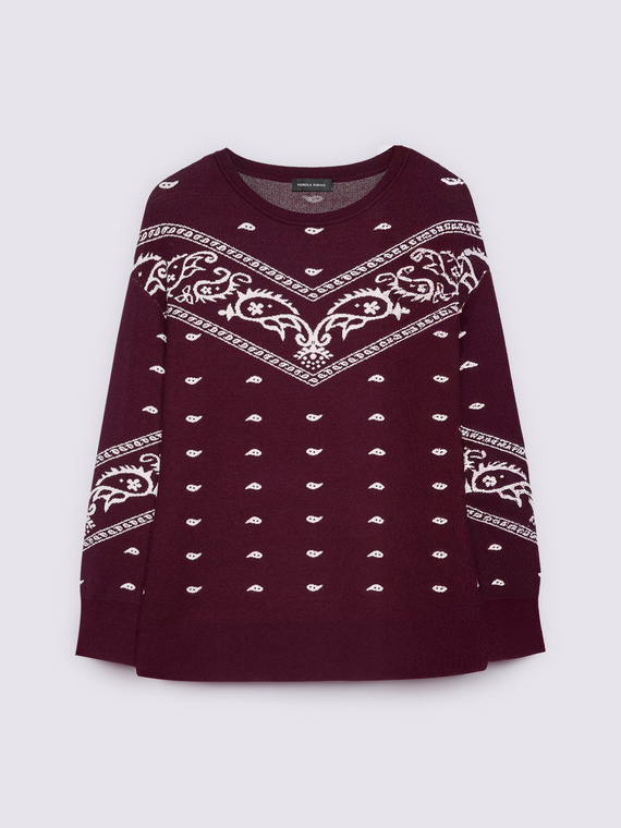 Jacquard sweater with bandana pattern