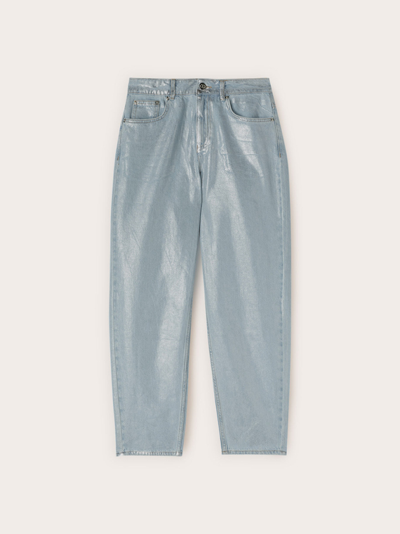 Jeans regular boyfit cu laminare