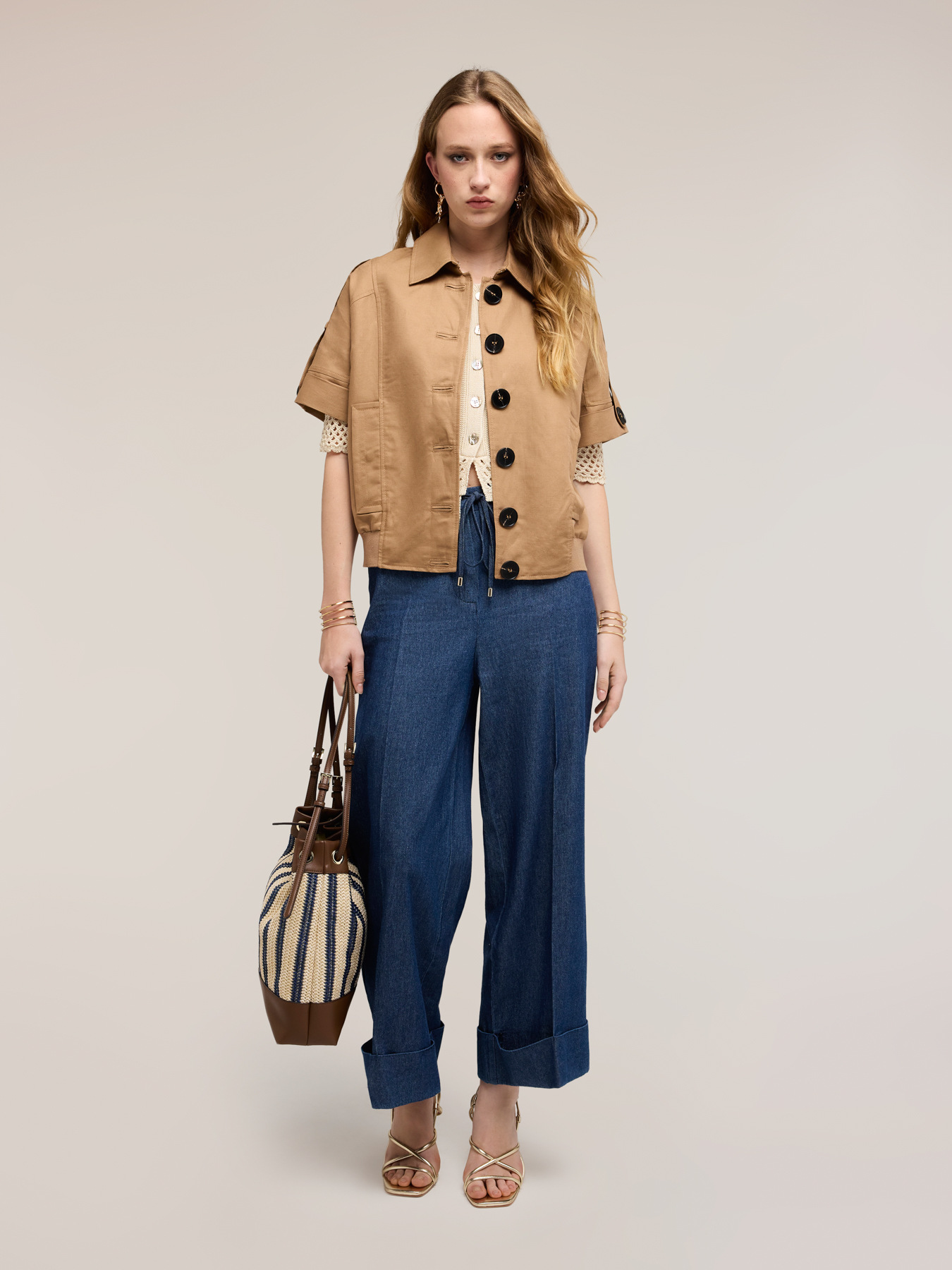 Veste manches courtes m&eacute;lange lin image number 2