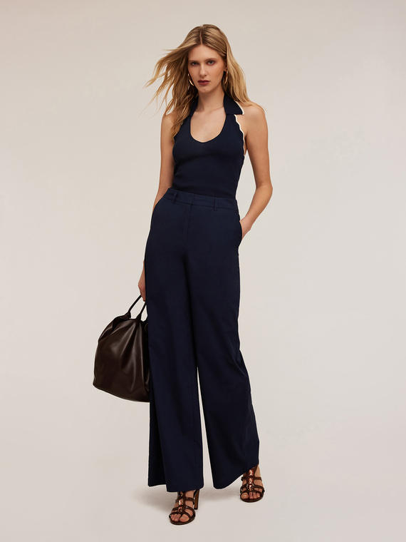 Top halter neck in maglia