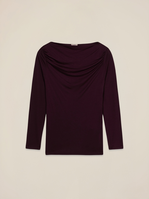 T-shirt in viscosa con drappeggio