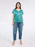 Two-material V-neck T-shirt image number 3
