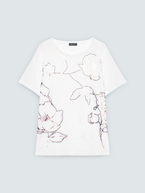 T-shirt in cotone con stampa floreale
