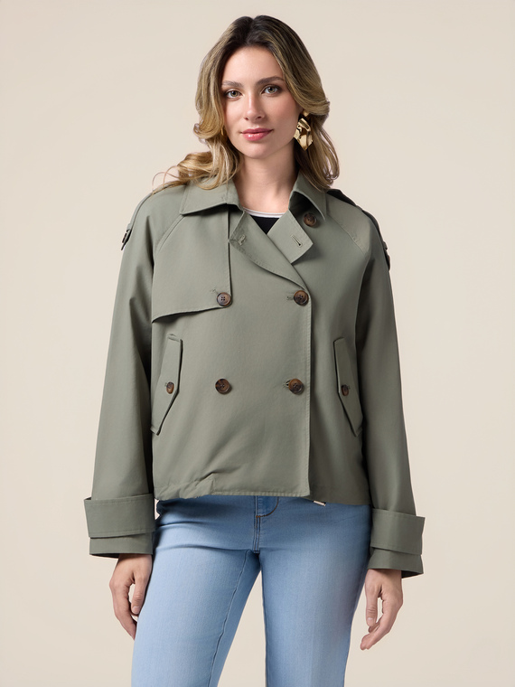 Short double-breasted trench coat