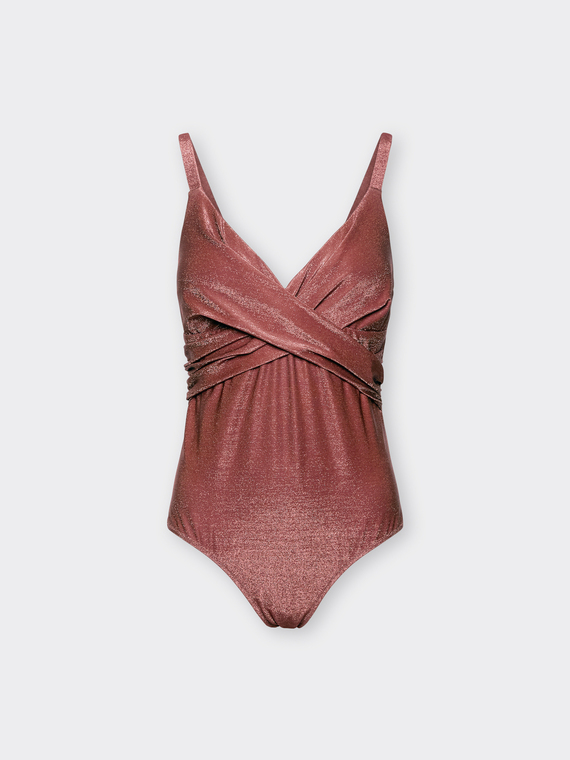 Draped one-piece swimsuit