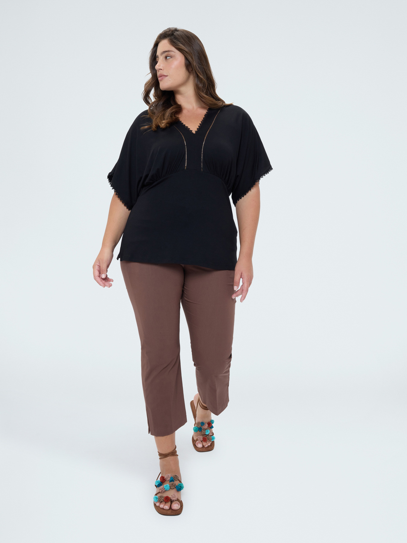 Viscose t-shirt with lace details image number 3