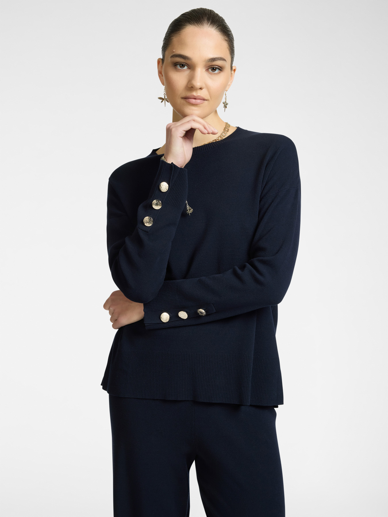 Sweater with buttons on the cuffs image number 0