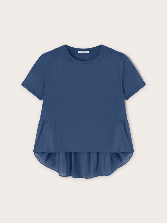 T-Shirt mit Gaze-Volant