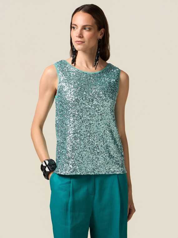 Sequined tulle top