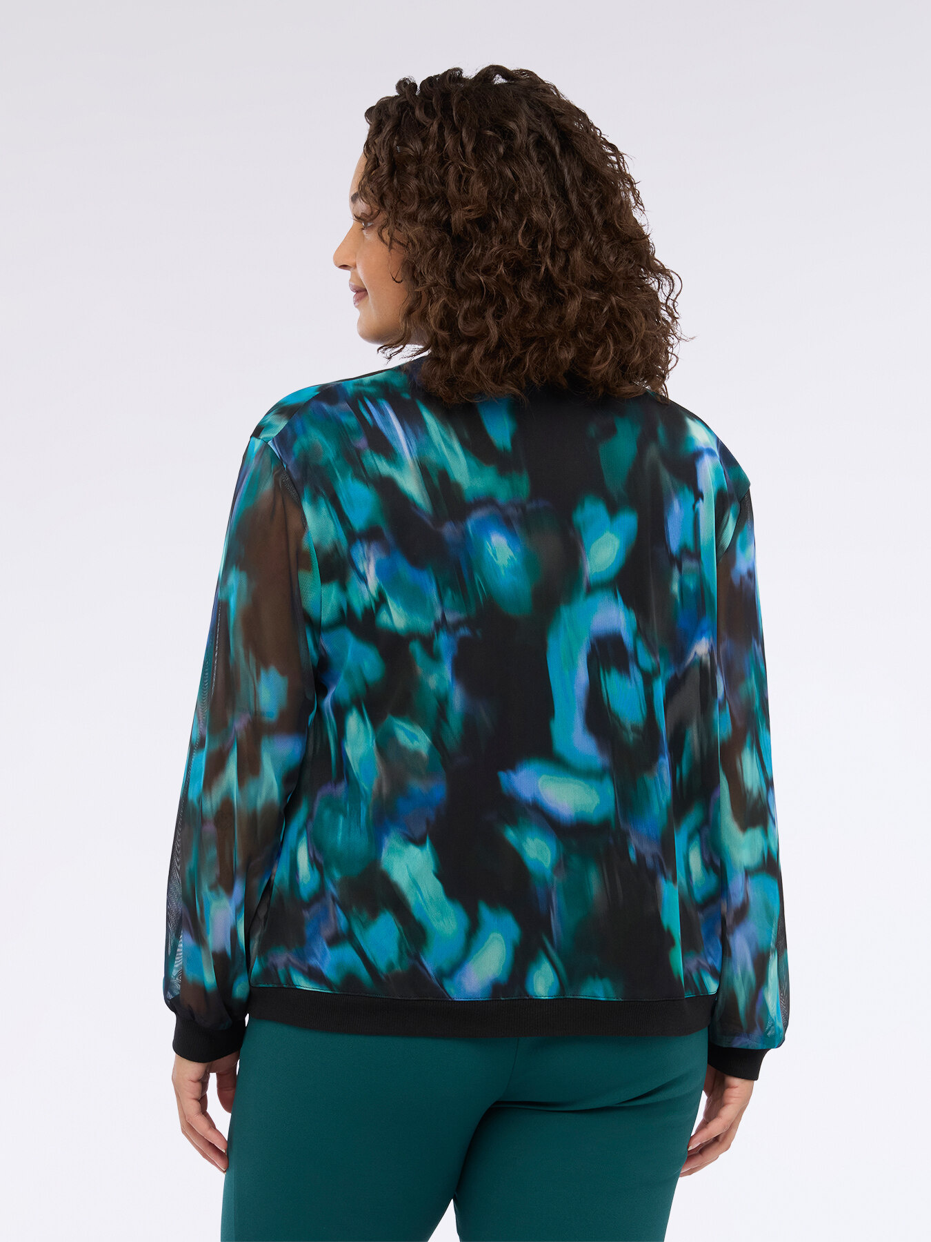 Chaqueta desestructurada de tul estampado image number 1