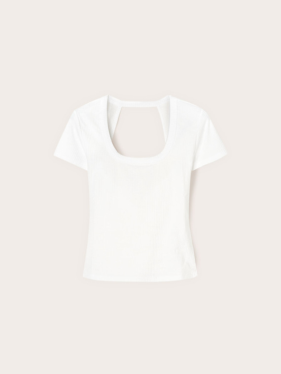 T-shirt in jersey a coste con cut-out
