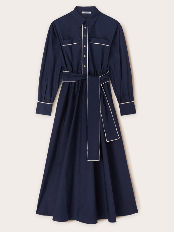 Robe chemisier en popeline avec bordures