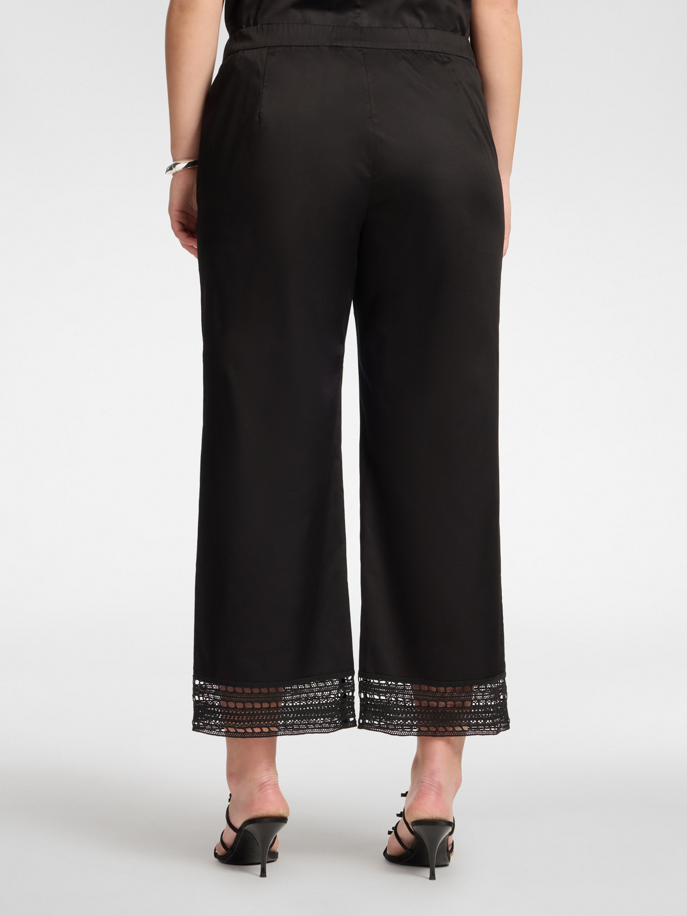 Mixed cotton trousers with lace image number 1