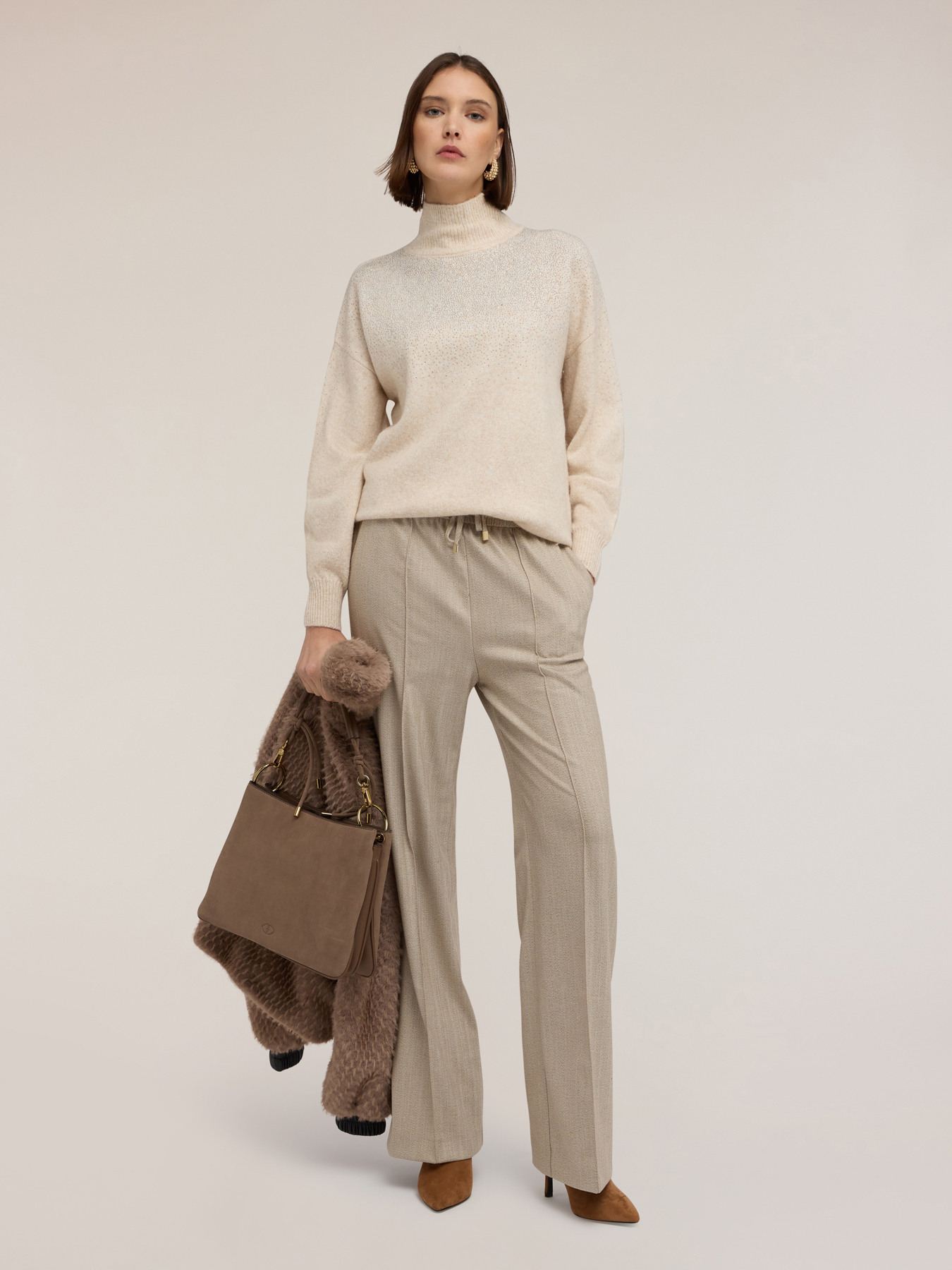 Wool blend turtleneck sweater with rhinestones image number 2