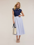 Striped cotton midi skirt image number 0