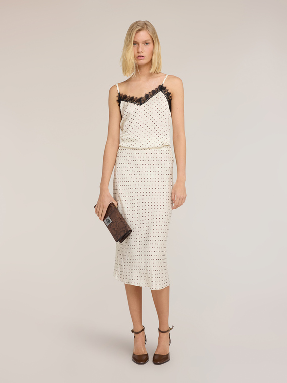 Top sottoveste in raso a pois