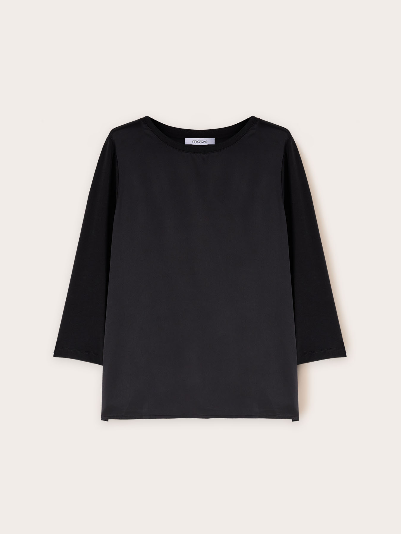 Basic two-material T-shirt image number 3