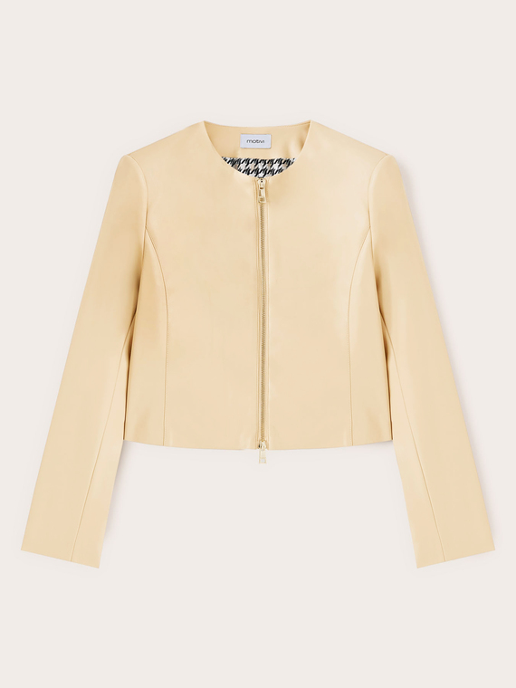 Short jacket in coated fabric