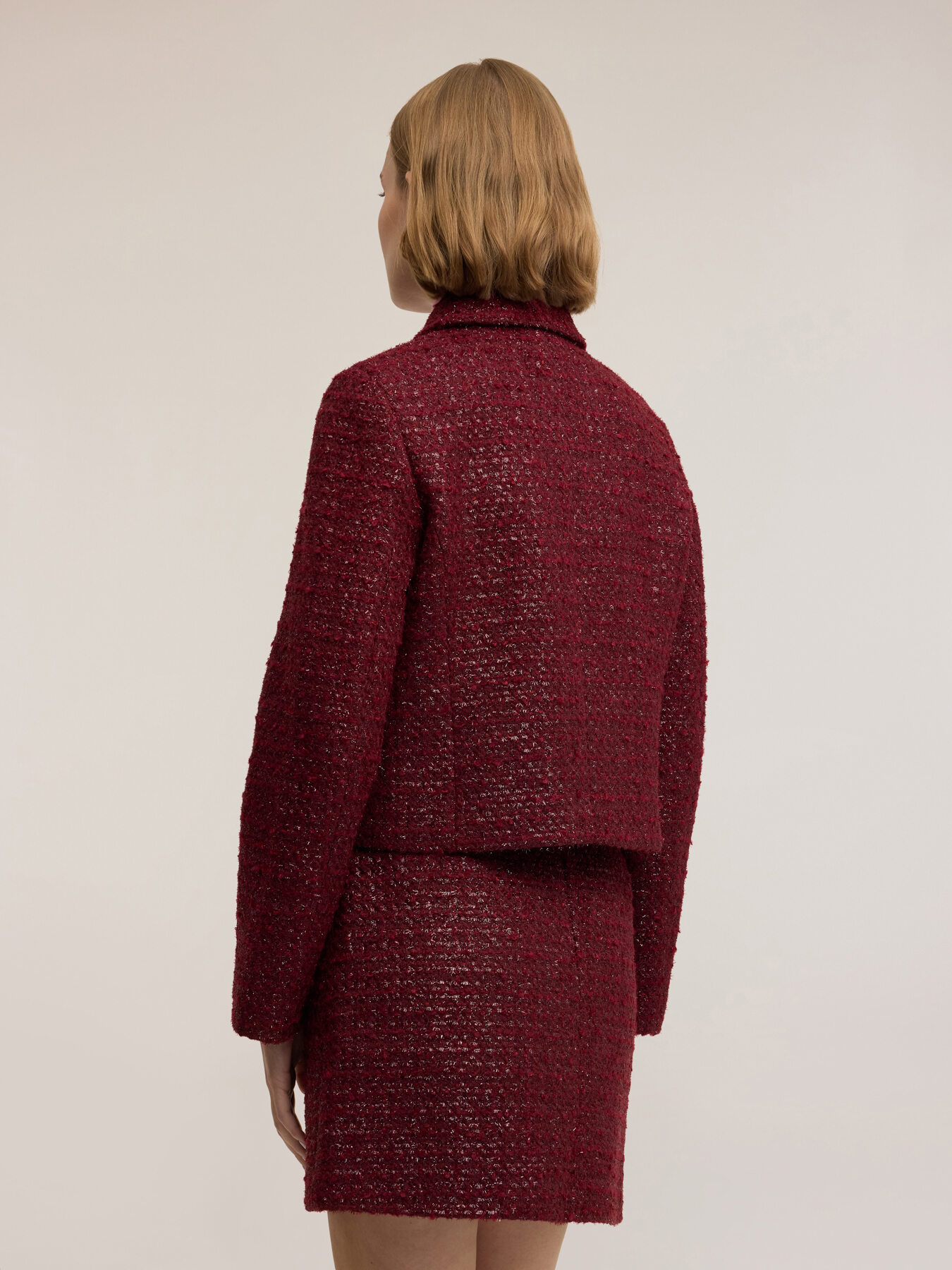 Double-breasted boucl&eacute; jacket image number 1