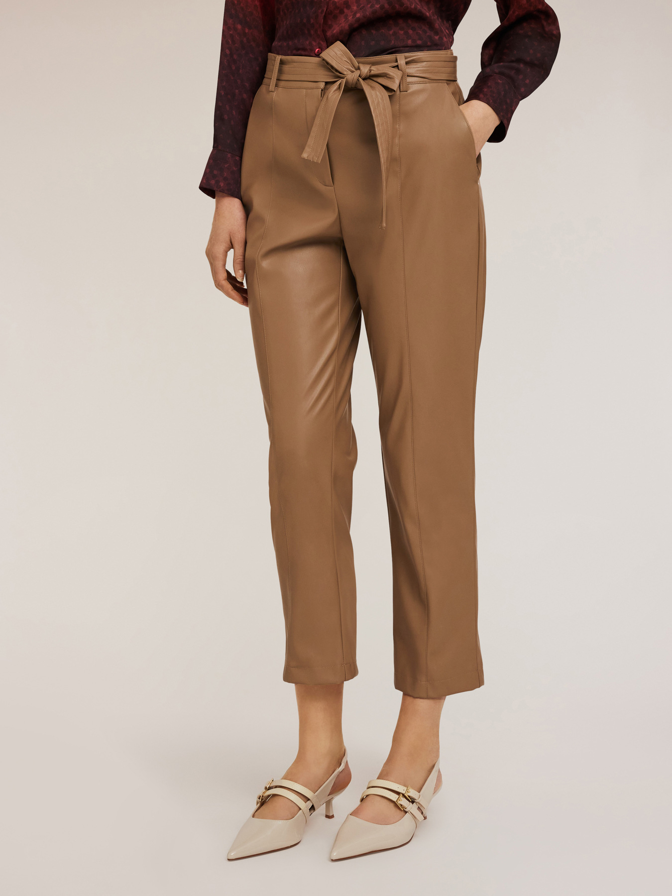 Trousers with coated fabric belt image number 0