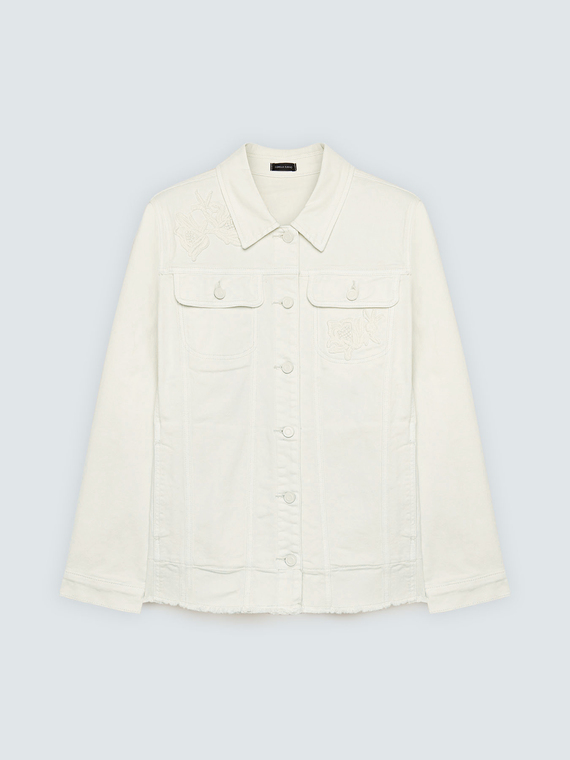 Chemise shacket avec broderies florales