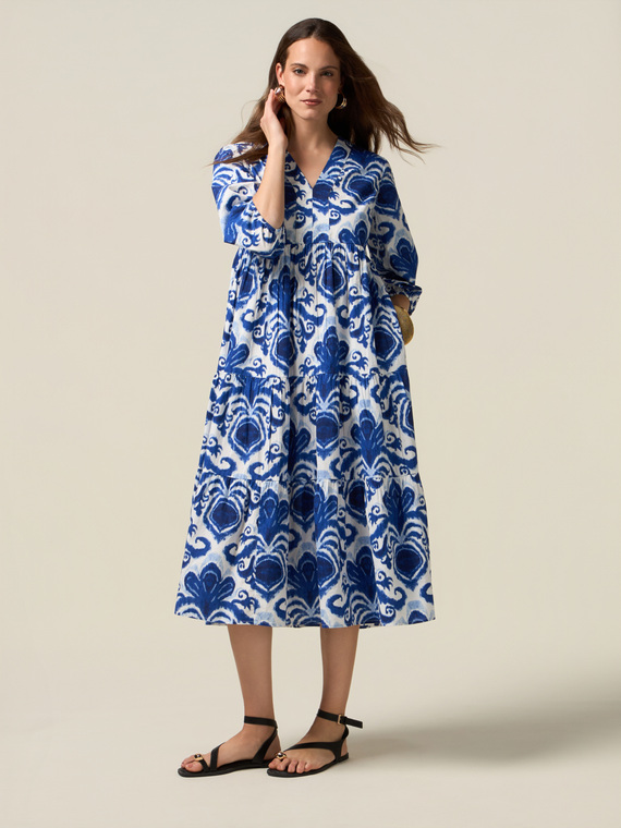 Patterned cotton midi shirtdress