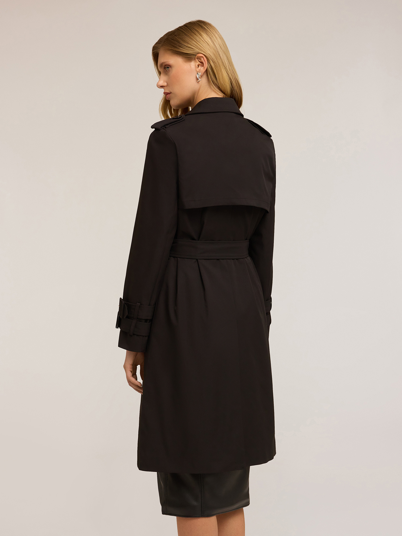 Double-breasted trench coat in technical fabric image number 1