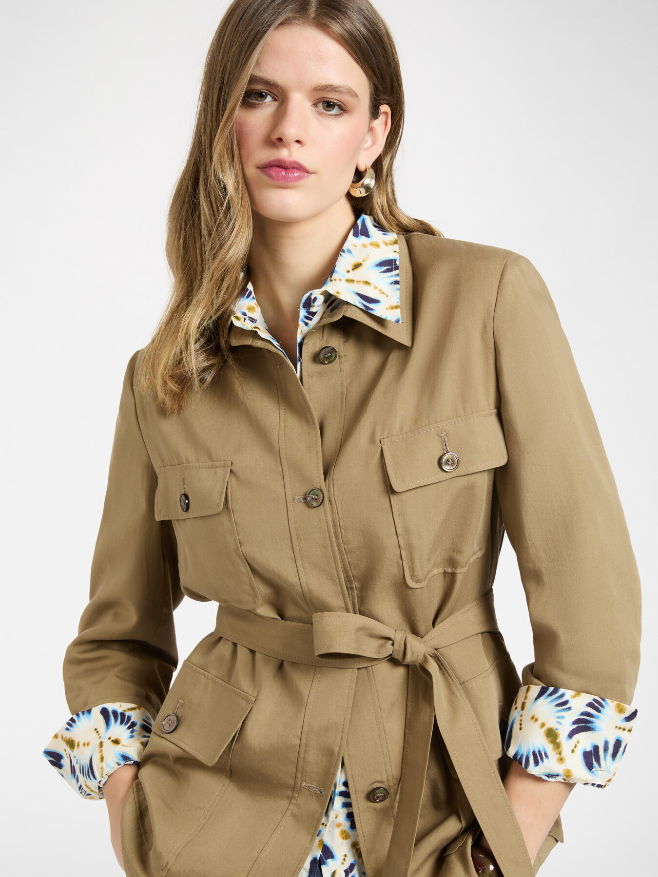 Sahariana in tencel con cintura image number 3