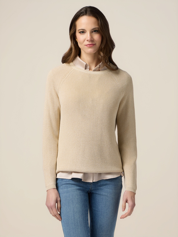 Maglia girocollo lurex con bottoni dietro