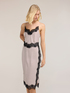 Sheath dress in twill with lace inserts image number 2