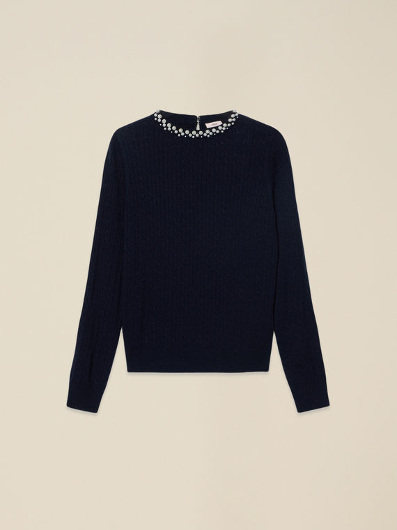 Maglia misto cashmere con applicazioni