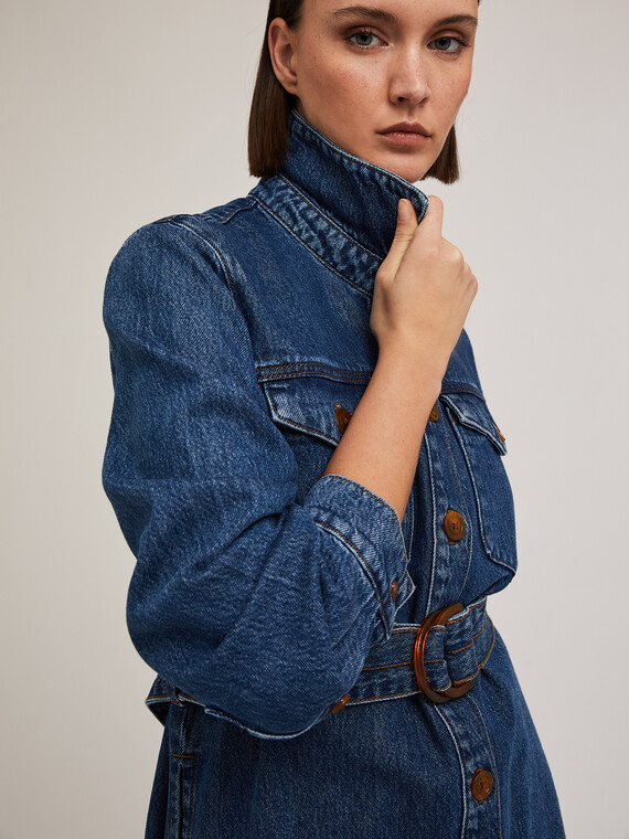 Veste saharienne en denim lyocell mélangé
