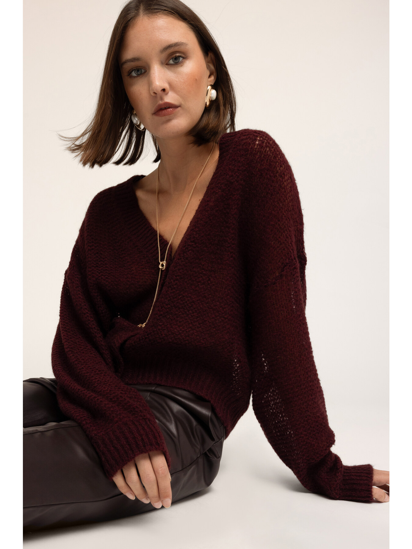 Cardigan in maglia traforata misto mohair image number 3